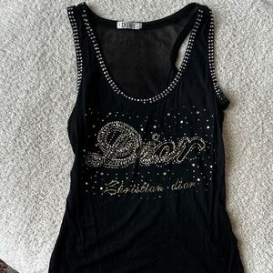 vintage upcycled christian dior beaded biker tank